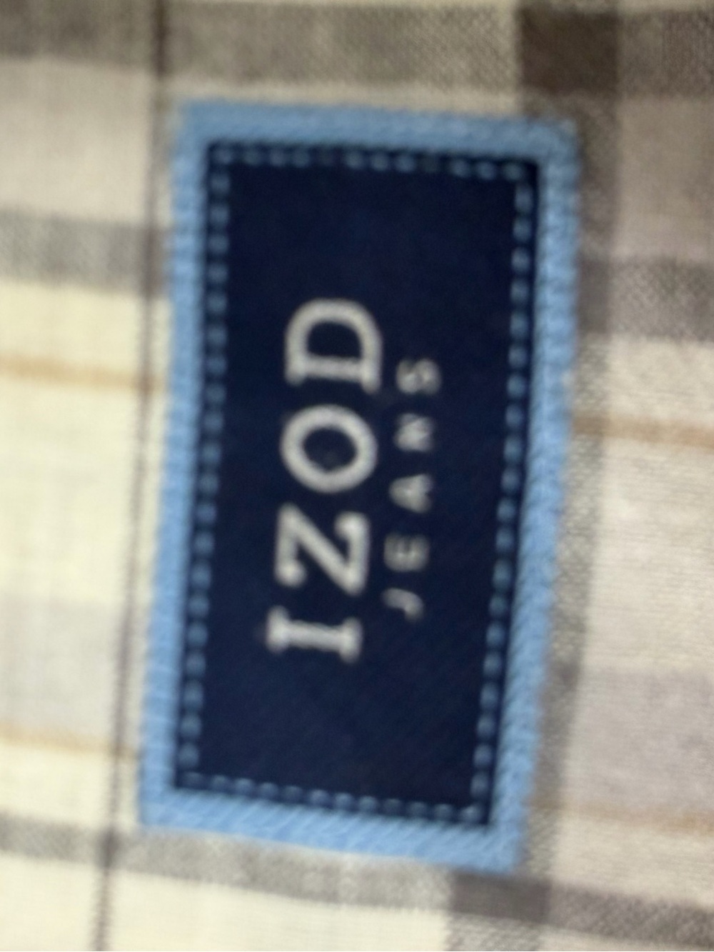 IZOD Jeans Men’s Plaid Short Sleeve Linen Cotton Shirt Size L Beige Tan - Picture 5 of 8